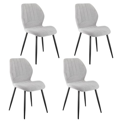 Chaise De Salle À Manger Moderne Tapissée (Lot De 4) - Gris - Chaise Ergonomique En Tissu Avec Pieds En Métal