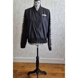Veste Mi-Saison Puma Imperméable Noir Avec Bande Zèbré Beige Taille M 38