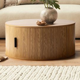 Table Basse Ronde 80 Cm Uh10879 Callix Mdf Lattes Chêne Bois Clair (Lorikeet Living)