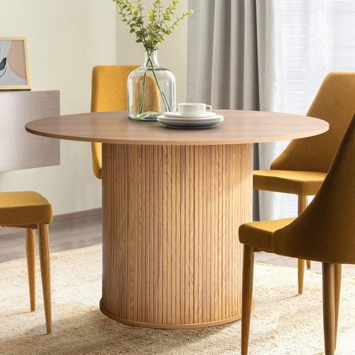 Table À Manger Ronde 110 Cm 4 Personnes Callix Uk0788 Mdf Lattes Chêne (Lorikeet Living)