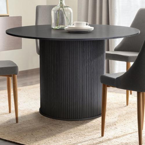 Table À Manger Ronde 110 Cm 4 Personnes Callix Uk0787 Mdf Lattes Noires (Lorikeet Living)