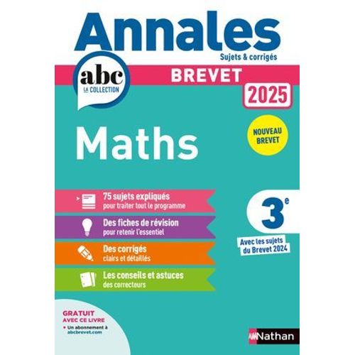 Annales Abc Du Brevet 2025 - Maths 3e - Sujets Et Corrigés + Fiches De Révisions - Epub