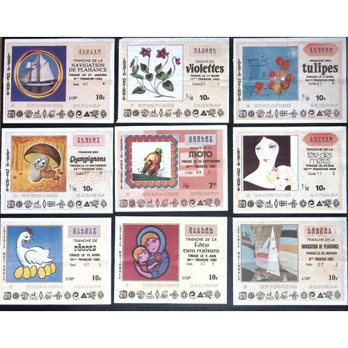 Lot De 9 Tickets De Loterie Nationale Année 80
