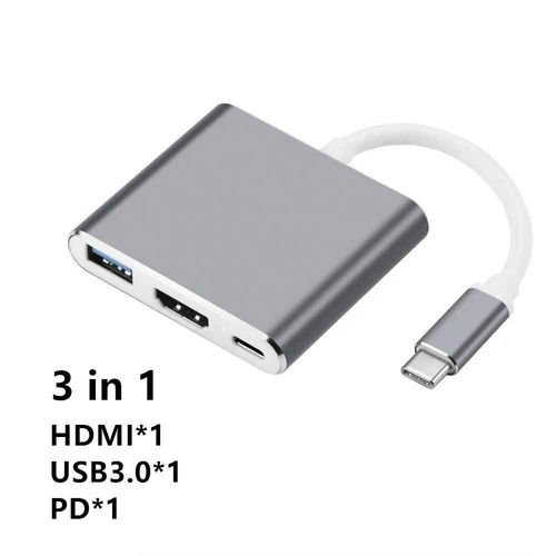 Adaptateur Thunderbolt 3 USB Type C Hub compatible HDMI 4K prise en charge Samsung Dex mode USB-C Dock avec PD pour MacBook Pro/Air 2021 - Type 3 IN 1 HUB
