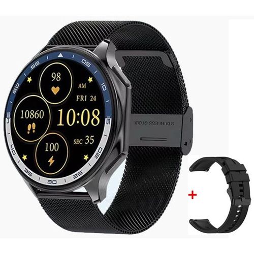 Dt Watch X Amoled Montre-Bracelet Pour Homme Et Femme,4 Go,Dean 3d,Aod,Modes Usb,Photo,Album,Local,Mp3,Mp4,Vidéo,Musique,Smartwatch - Type Black Milan
