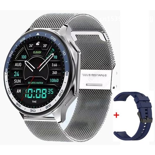 Dt Watch X Amoled Montre-Bracelet Pour Homme Et Femme,4 Go,Dean 3d,Aod,Modes Usb,Photo,Album,Local,Mp3,Mp4,Vidéo,Musique,Smartwatch - Type Silver Milan