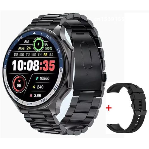 Dt Watch X Amoled Montre-Bracelet Pour Homme Et Femme,4 Go,Dean 3d,Aod,Modes Usb,Photo,Album,Local,Mp3,Mp4,Vidéo,Musique,Smartwatch - Type Black Steel