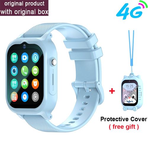Montre Intelligente Enfants 4g Gps Wifi Appel Vidéo Sos Enfants Smartwatch Caméra Moniteur Traqueur Localisation Téléphone Montre Garçons Filles Cadeaux - Type Blue