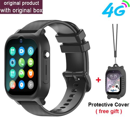 Montre Intelligente Enfants 4g Gps Wifi Appel Vidéo Sos Enfants Smartwatch Caméra Moniteur Traqueur Localisation Téléphone Montre Garçons Filles Cadeaux - Type Black