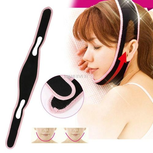 Masque Amincissant Respirant Et Délicat Pour Le Visage Et Le Cou,Lifting Du Double Menton,Bande De Sommeil Raffermissante - Type Black And Pink