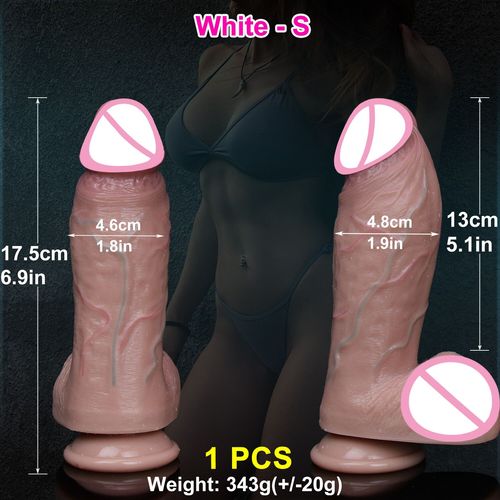 Veines Réalistes Doux Épais Grand Gode Double Silicone Petite Chair Pénis Femme Homme Anal Sex Toy Ventouse Bite Masturbateurs Coq - Type White-S #A