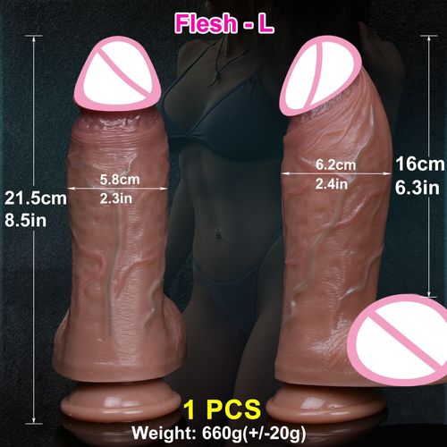 Peau De Chair Réaliste Doux Épais Grand Gode Double Silicone Petit Pénis Femme Homme Jouet Sexuel Anal Ventouse Bite Masturbateurs Coq - Type Flesh-L