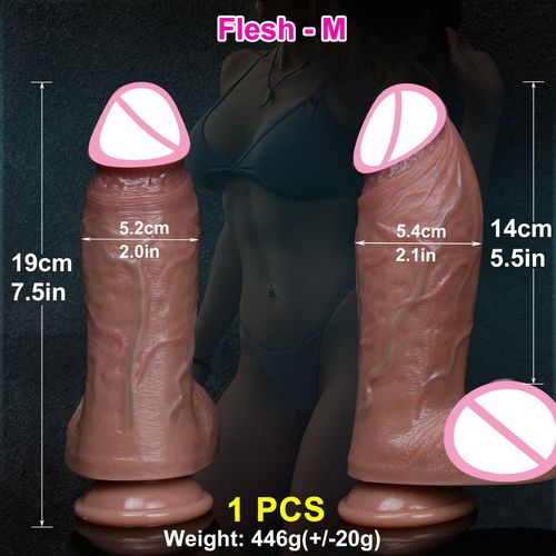 Veines Réalistes Doux Épais Grand Gode Double Silicone Petite Chair Pénis Femme Homme Anal Sex Toy Ventouse Bite Masturbateurs Coq - Type Flesh-M
