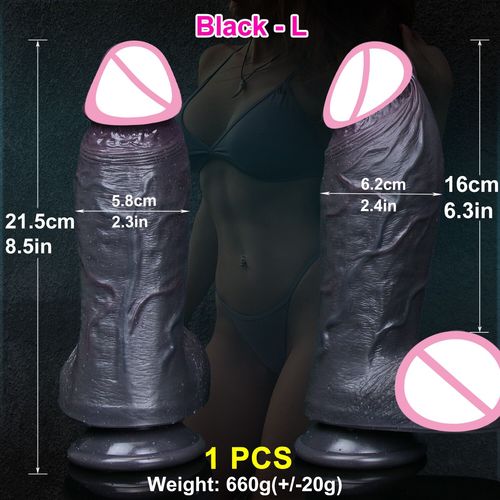 Veines Réalistes Doux Épais Grand Gode Double Silicone Petite Chair Pénis Femme Homme Anal Sex Toy Ventouse Bite Masturbateurs Coq - Type Black-L