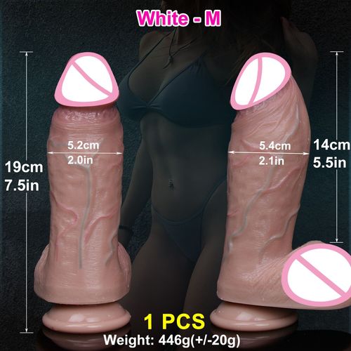 Veines Réalistes Doux Épais Grand Gode Double Silicone Petite Chair Pénis Femme Homme Anal Sex Toy Ventouse Bite Masturbateurs Coq - Type White-M