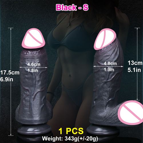 Veines Réalistes Doux Épais Grand Gode Double Silicone Petite Chair Pénis Femme Homme Anal Sex Toy Ventouse Bite Masturbateurs Coq - Type Black-S #B