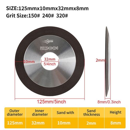 meule diamant affutage,disques de meulage en diamant,75/100/125/150mm,disque pour fraise en acier au tungstène,affûteuse - Type 125x32x8x10mm-Grit 240