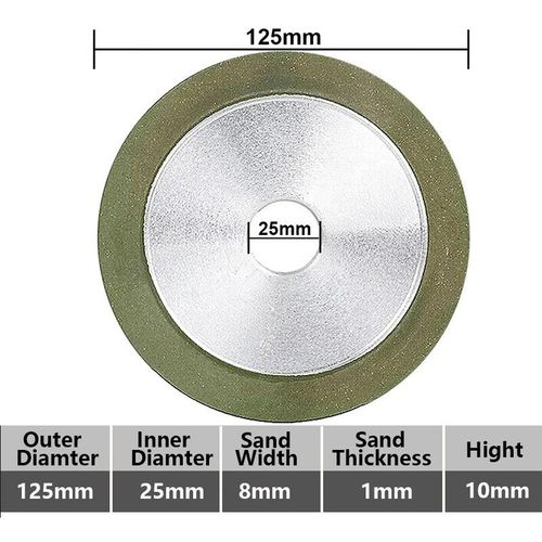 Cercle de meule en diamant 100mm/125mm pour fraise en acier au tungstène,affûteur d'outils,grain 150 à 320 - Type 125x25x8x10mm-Grit 150