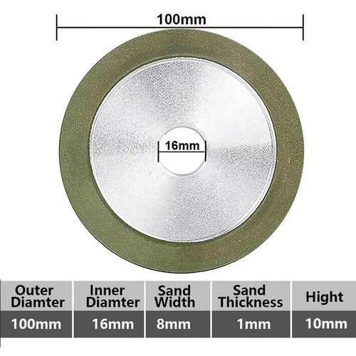 Cercle de meule en diamant 100mm/125mm pour fraise en acier au tungstène,affûteur d'outils,grain 150 à 320 - Type 100x16x8x10mm-Grit 150