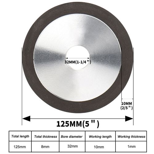100/125/150mm diamant meule disque résine disque de meulage pour acier au tungstène fraise meulage scie disque affûtage - Type 125x32x8x8-Grit 320