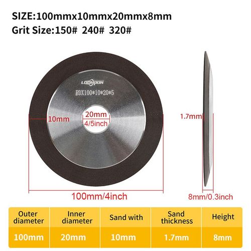 Disque de meulage en métal au carbure,outil de fraisage en acier au tungstène,meule diamantée,75mm,100mm,125mm,150mm,150mm,180mm,240mm,320/400mm,1PC - Type 100x20x5x10mm Black-Grit 240