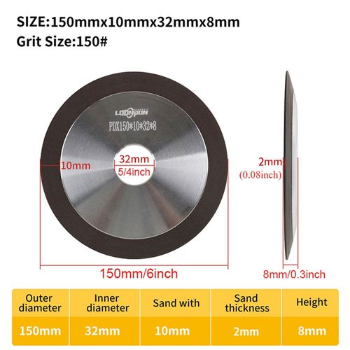 100mm/125mm/150 large diamant meule disque de coupe résine liaison meuleuse affûteuse carbure métal tungstène acier Mill150Grit - Type 150mm