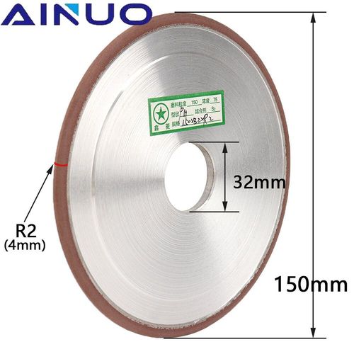 150mm meule diamantée 6 ""bord circulaire disque diamant métal tungstène acier fraise R1 R1.5 R2 R3 R4 R5 - Type R2