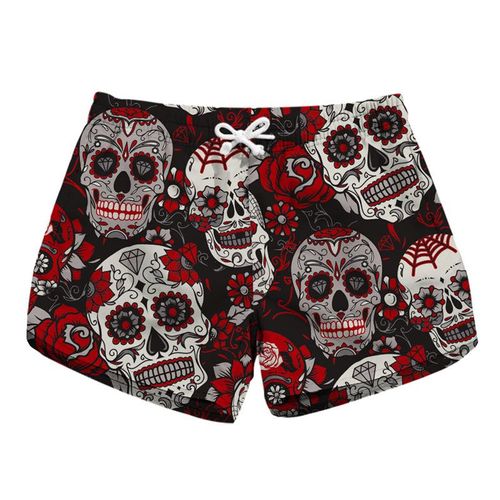Shorts De Plage Pour Femmes,Pantalons De Sports Nautiques,Imprimé Crâne Floral,Marque De Course,Séchage Rapide,Vacances,Natation,Planche De Surf,Maillots De Bain,Été