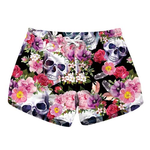 Shorts De Plage Pour Femmes,Pantalons De Sports Nautiques,Imprimé Crâne Floral,Marque De Course,Séchage Rapide,Vacances,Natation,Planche De Surf,Maillots De Bain,Été
