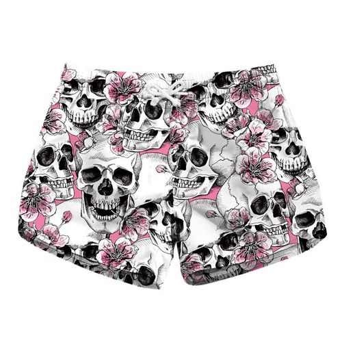 Shorts De Plage Pour Femmes,Pantalons De Sports Nautiques,Imprimé Crâne Floral,Marque De Course,Séchage Rapide,Vacances,Natation,Planche De Surf,Maillots De Bain,Été