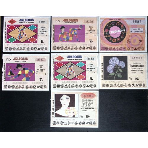 Lot De 7 Ticket De Loterie Nationale Années 80