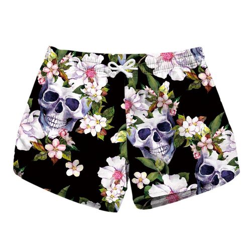 Shorts De Plage Pour Femmes,Pantalons De Sports Nautiques,Imprimé Crâne Floral,Marque De Course,Séchage Rapide,Vacances,Natation,Planche De Surf,Maillots De Bain,Été