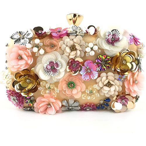 Pochettes Femme Sac De Soirée Fleur Strass Embrayage Bandoulière Sac À Main¿Or[H687]