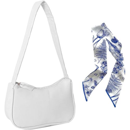 Sac Bandoulière Mode Rétro Femme, Sac Épaule Aisselle, Petit Pochette En Cuir Blanc[H3552]