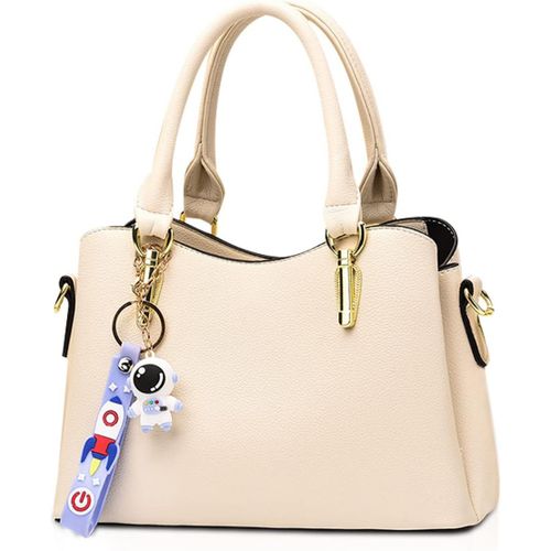 Sac A Main Femmes Petit Sac D'Épaule Multipoches Sac Bandouliere En Pu Cuir Sacs Portés Main Femme Pochette Sac Crossbody Avec Chic Pendentif Crème-Blanc[H2348]