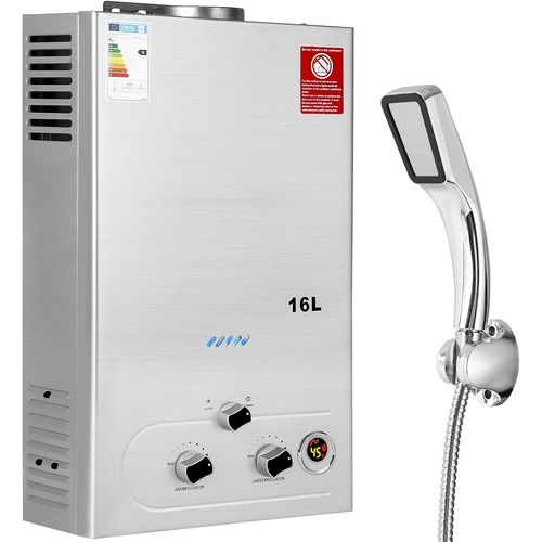 Chauffe-eau à Gaz 16LPM,32KW Chauffe-eau à Gaz GPL Propane Butane,Pression d'eau de Démarrage Super Basse,pour la Maison et I'extérieur