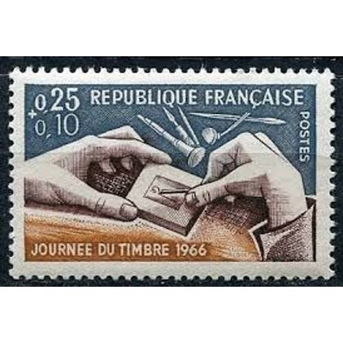 Journée Du Timbre : Gravure D'Un Poinçon Année 1966 N° 1477 Yvert Et Tellier Luxe