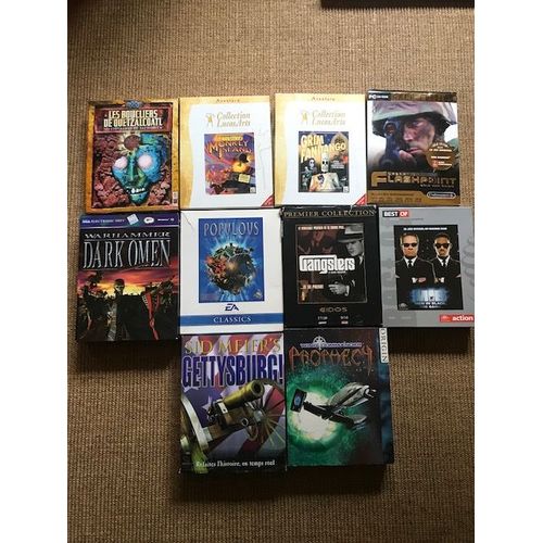 Lot 10 Jeux Videos Pc Cd_Rom Big Box