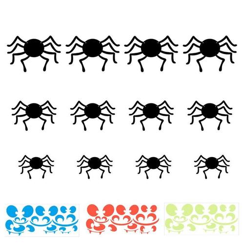 Autocollants muraux araignée noire 3D, 12 pièces/ensemble, stickers muraux, bricolage, décoratif, horreur, Halloween