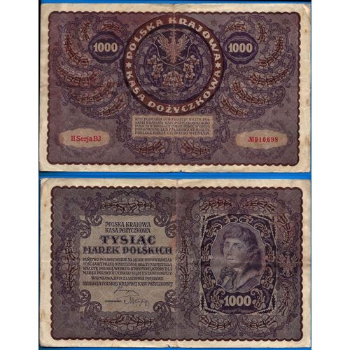 Pologne 1000 Marek 1919 Grand Billet Europe Centrale Zlotych Mareks