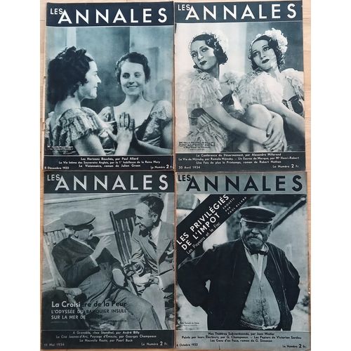 Lot De 4 Revues Les Annales Politiques Et Littéraires 1933-1934 (Publicités Anciennes, Kubelic, Bounine, Simenon, Nijinsky, Pearl Buck, Sardou)