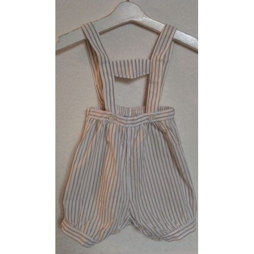 Salopette Bébé Garçon Bouffante Avec Bretelles Beige Et Blanc Taille 6 Mois Idée Cadeau