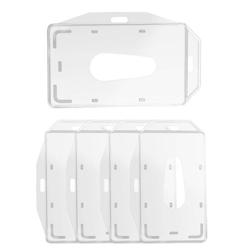 Porte Badge Porte Carte Plastique Rigide Transparent [Lot 5] Pour Carte De Crédit/Carte Identité/Carte Fidélité/Carte Bus/Carte Cantine/Badge Bureau