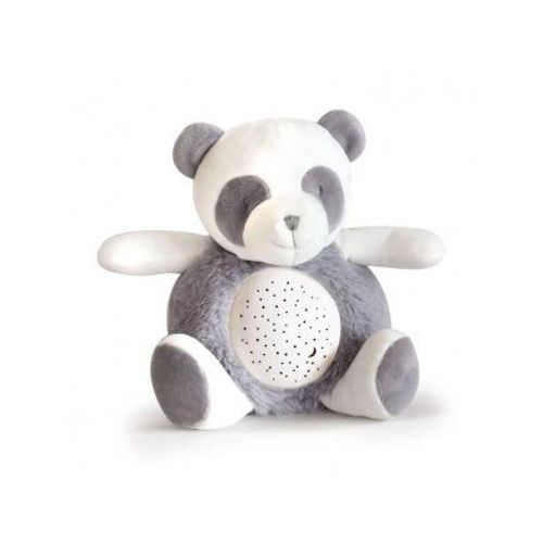Veilleuse Musicale Et Lumineuse Panda Gris 20 Cm - Projection, Sons Nature, Musique - Peluche, Doudou - Set Cadeau Bebe Et Carte