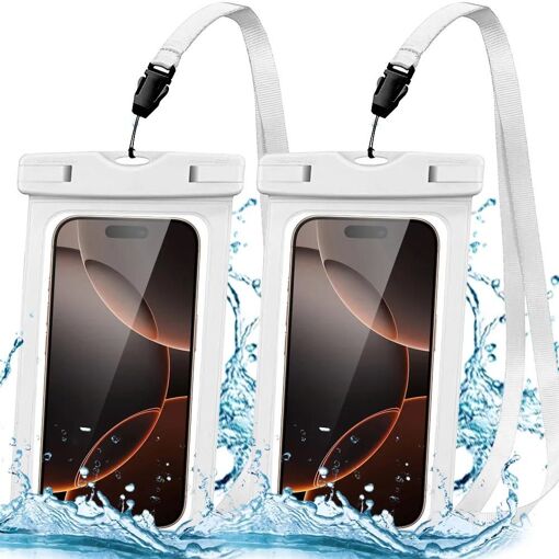 2x Pochette Étanche pour Samsung Galaxy A16 A15 A14 A26 A36 A56 A06 A25 A35 A34 A55 A54 A53, IPX8 Toucher Sensible - Blanc - E.F.Connection