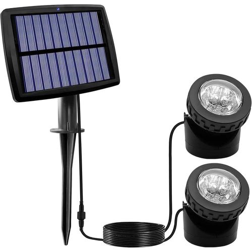 Lampe Solaire Sous-Marine Étanche Et Submersible, Projecteur De 12 Led Pour Aquarium, Jardin, Piscine, Cour, Paysage, Décoration Extérieure (Blanc Chaud)