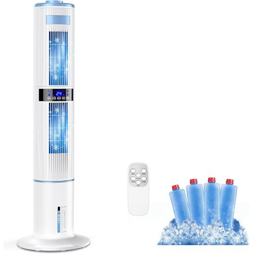 Climatiseur Mobile Silencieux Portable,Rafraîchisseur d'air 360°Oscillation,24H Minuteries,65W,3 Vitesses,4 Modes,avec Télécommande pour Chambre,Bureau,Cuisine