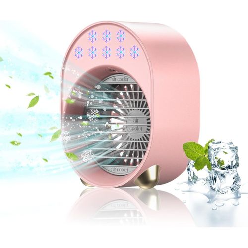 Mini Climatiseur Portable, Climatiseur Mobile Sans Évacuation, Ventilateur Silencieux Chambre, Clim Rechargeable USB Petit Humidificateur Air 3600mAh 4 en 1