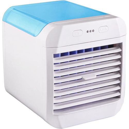 Ventilateur de Climatiseur Portable, Mini Climatiseur 3 Vitesses, Refroidisseur D'air Personnel avec Humidificateur pour Chambre, Bureau, Bureau, Camping (Bleu)