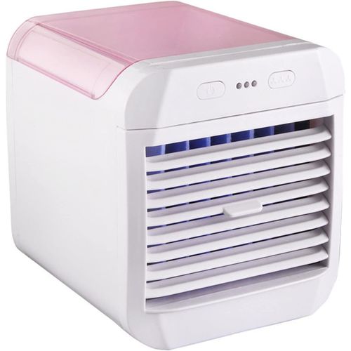 Ventilateur de Climatiseur Portable, Mini Climatiseur 3 Vitesses, Refroidisseur d'air Personnel avec Humidificateur pour Chambre, Bureau, Bureau, Camping (Rose)